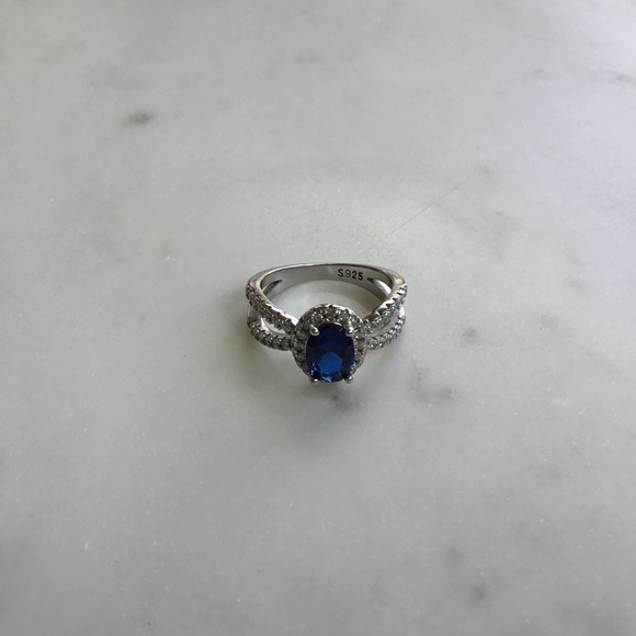 Sale $18 Firm! Sterling Silver Sapphire Cz & ClearCz Ring - Picture 11 of 16